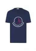 moncler unisex logo front t-shirt homme center logo blue